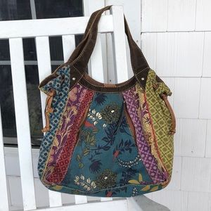 Fossil canvas & Leather Hobo Purse